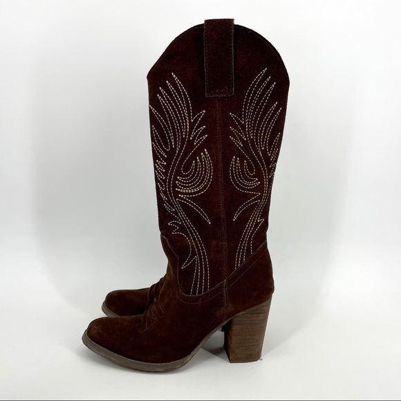 Very Volatile brown suede cowgirl style boots - Picture 3 of 14